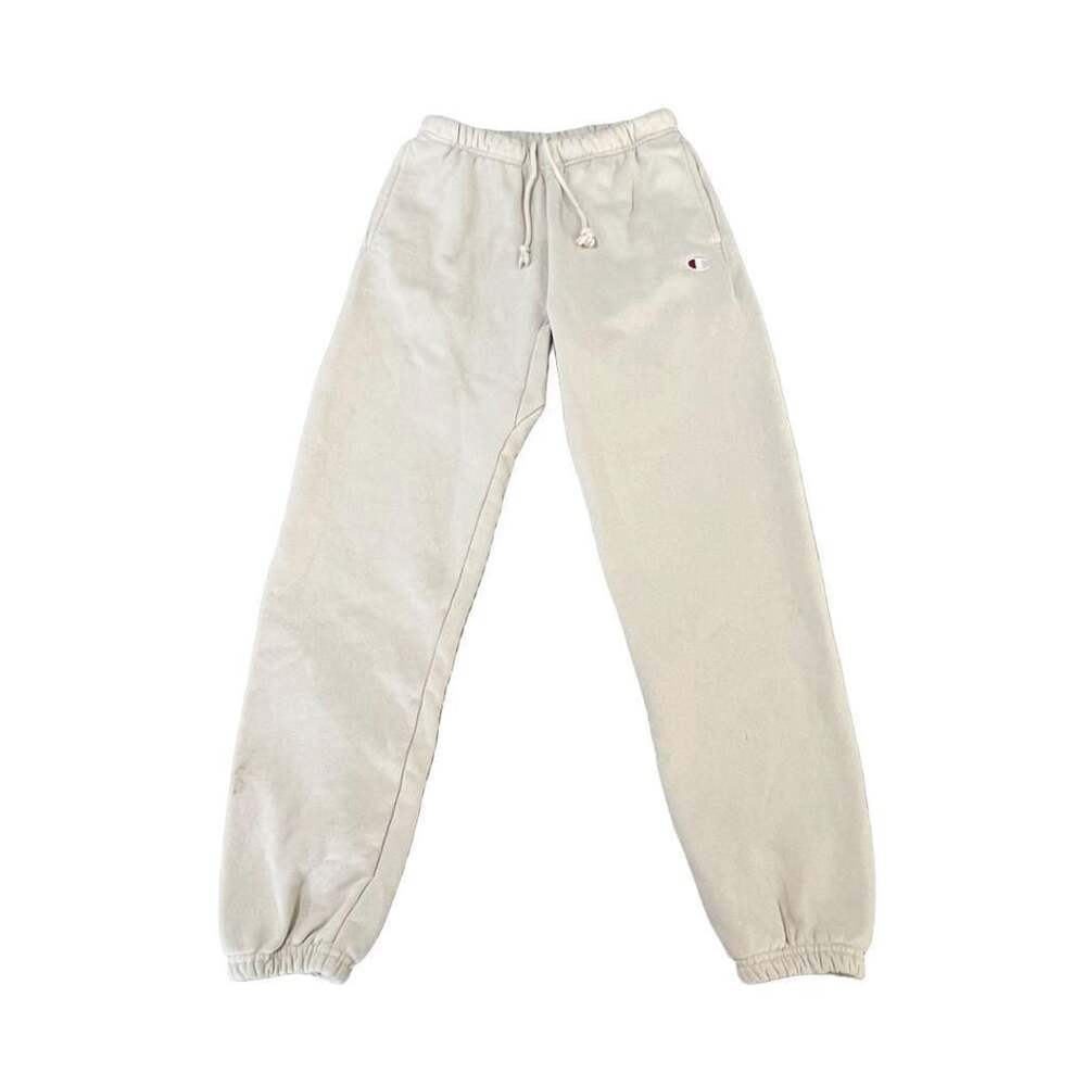 Champion Cream Sweatpants C Logo Drawstring Joggers Size S